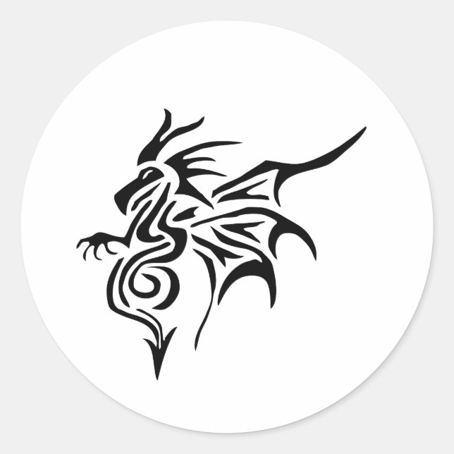 Sticker Rond Dragon de nuit noire (Devant)