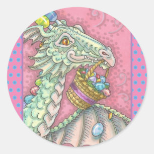 STICKER ROND DRAGON DE PÂQUES OEUFS GOUTTE, IMAGINAIRES DE VACA