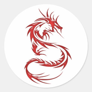 Sticker Rond Dragon de tatouage rouge