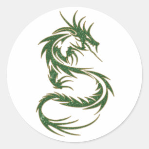 Sticker Rond Dragon de tatouage vert