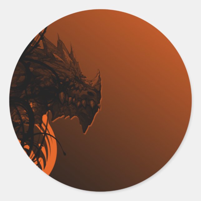 Sticker Rond Dragon d'Halloween sur Orange (Devant)