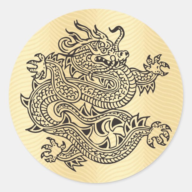 Sticker Rond Dragon d'or (Devant)