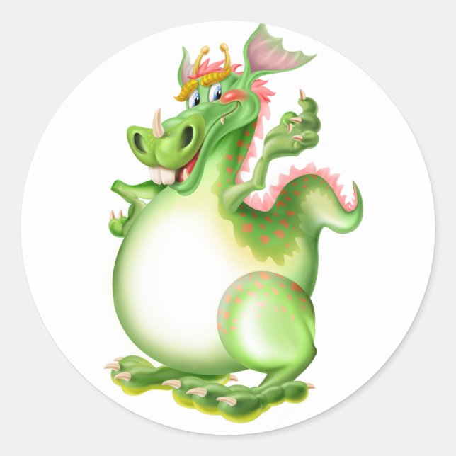Sticker Rond Dragon, Drachen, dragão, dragón, (Devant)