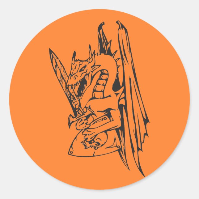 Sticker Rond Dragon et épée (Devant)