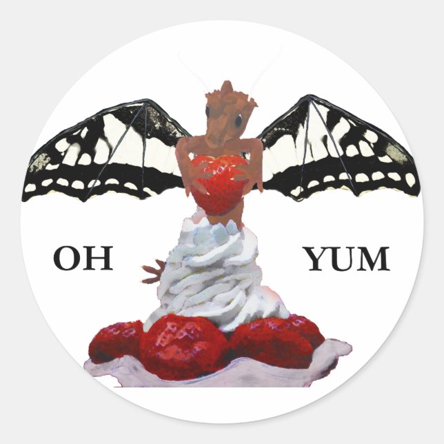 Sticker Rond Dragon et fraise (Devant)