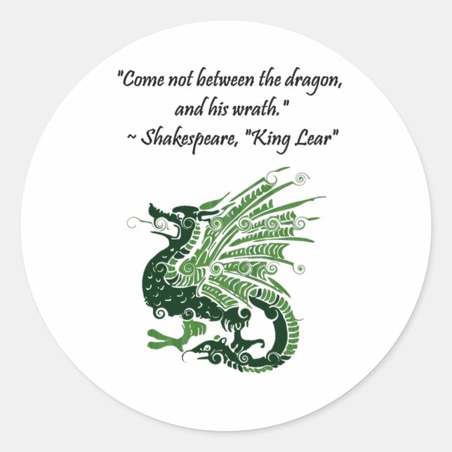 Sticker Rond Dragon et sa colère Shakespeare King Lear Dessin (Devant)
