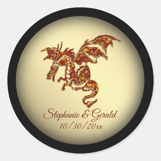 Sticker Rond Dragon flamboyant sur Gold Personal (Devant)