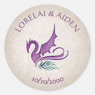 Sticker Rond Dragon Floral Mariage