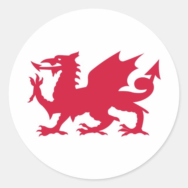 Sticker Rond Dragon gallois rouge (Devant)