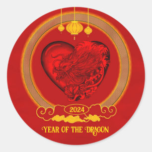 Sticker Rond Dragon Heart, Année du Dragon