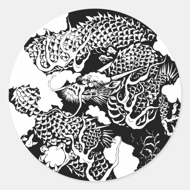 Sticker Rond dragon japonais (Devant)