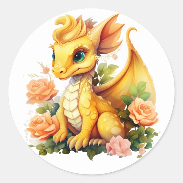 Sticker Rond Dragon jaune (Devant)