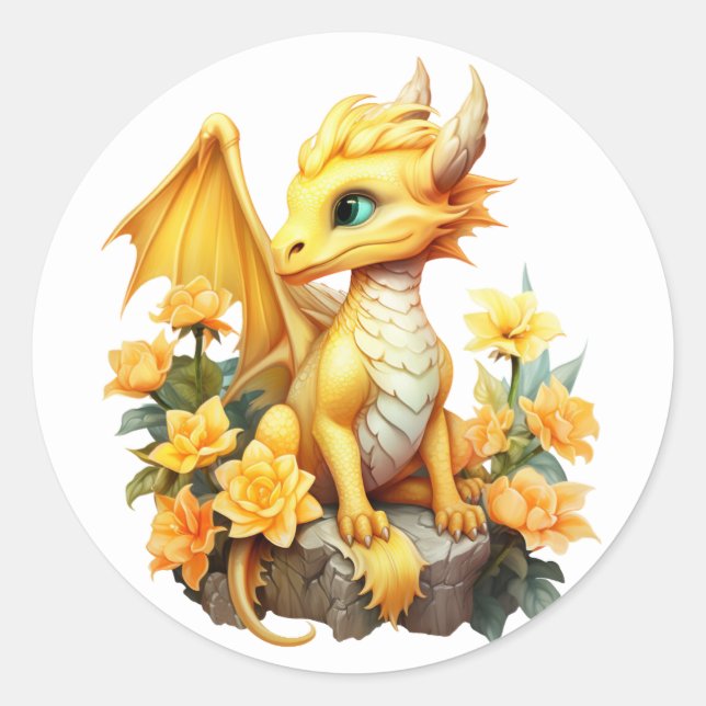 Sticker Rond Dragon jaune (Devant)