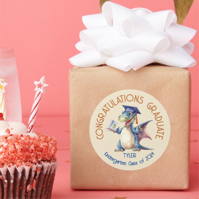 Sticker Rond Dragon Kindergarten Graduate (Fête)