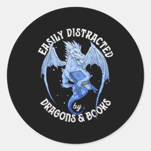 Sticker Rond dragon lisant facilement distrait par l'amoureux d