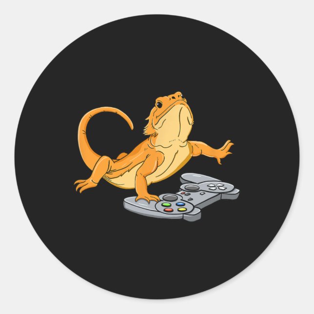 Sticker Rond Dragon Lizard Gamer jeu vidéo Gecko (Devant)