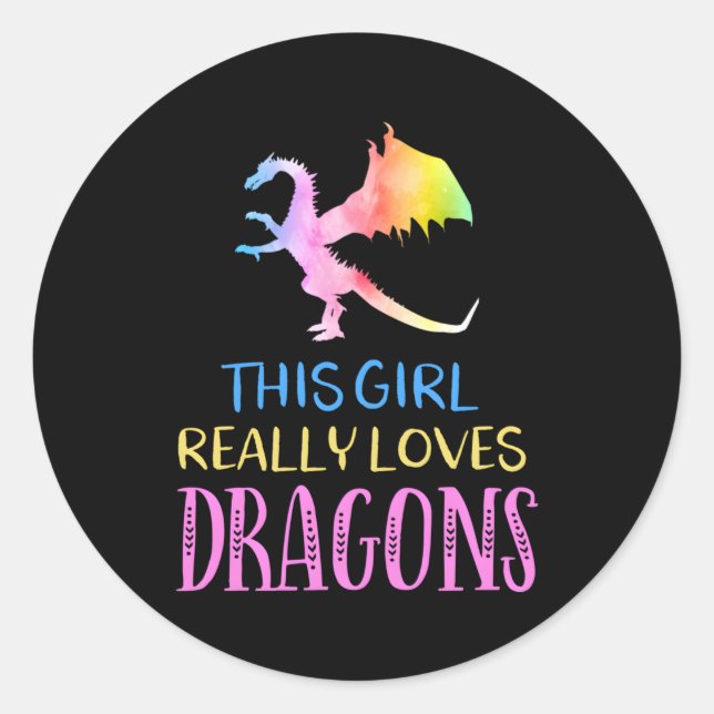Sticker Rond Dragon Loves Dragons Ailes Imaginaire Feu Dragon (Devant)