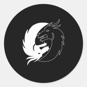 Sticker Rond Dragon Noir Et Blanc Yin Yang Harmonie Taoïsme Gif