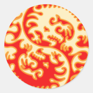Sticker Rond Dragon orange de Yin Yang