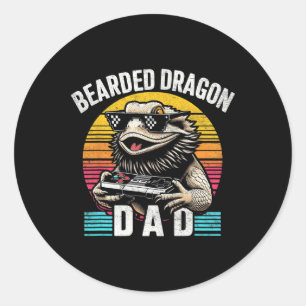 Sticker Rond Dragon Papa Vidéo Vintage Jeu Lizard Reptile Lover
