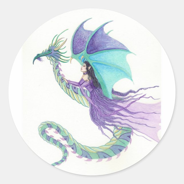 Sticker Rond dragon rider fairy (Devant)