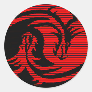 Sticker Rond Dragon rouge