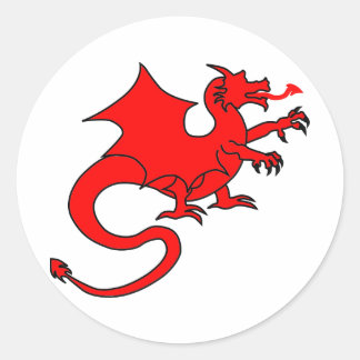 Sticker Rond Dragon rouge