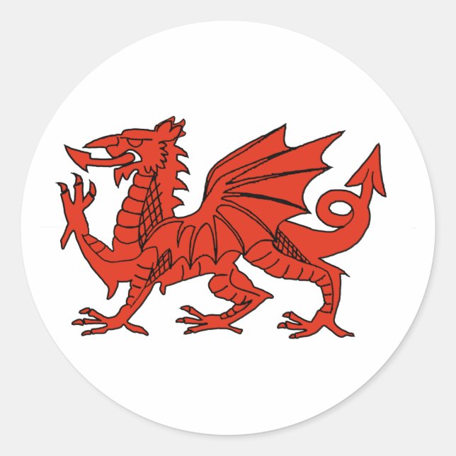 Sticker Rond Dragon rouge (Devant)