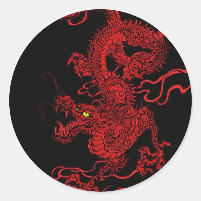 Sticker Rond Dragon rouge (Devant)