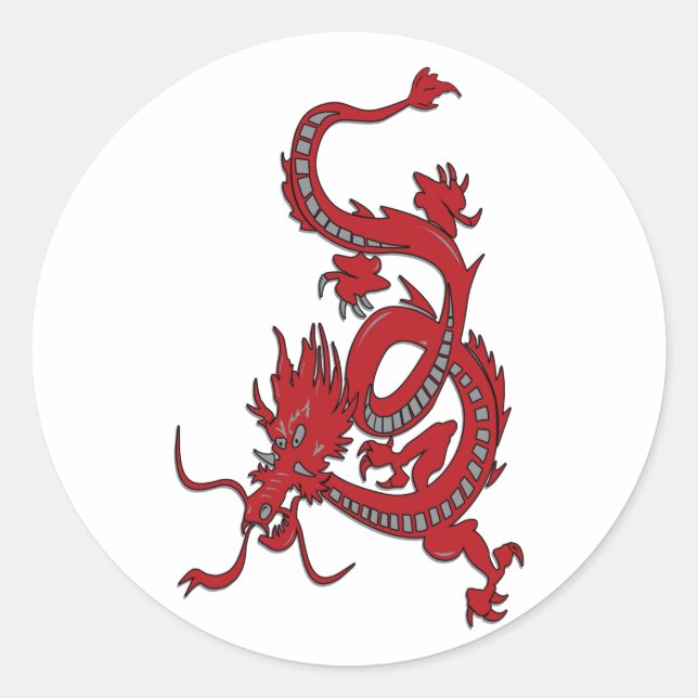 Sticker Rond Dragon rouge - Année du Dragon (Devant)