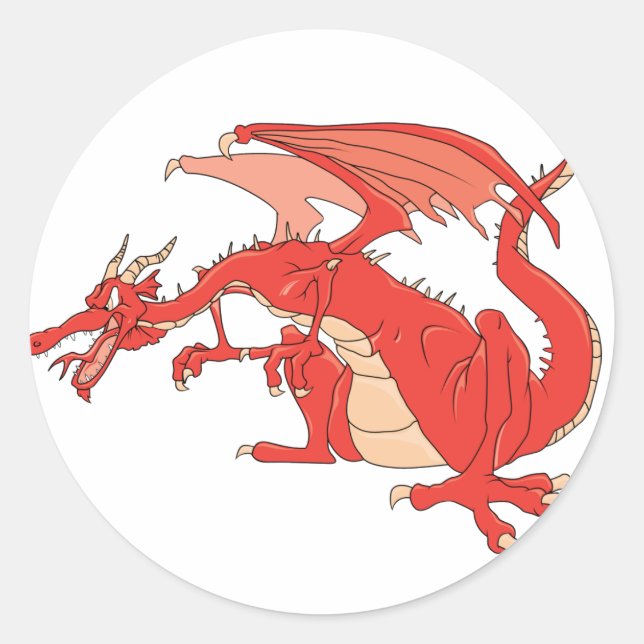 Sticker Rond Dragon rouge vif (Devant)