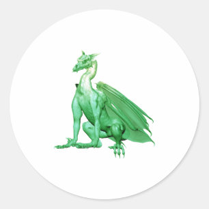 Sticker Rond Dragon se reposant vert clair