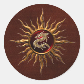 Sticker Rond Dragon Soleil Ornemental