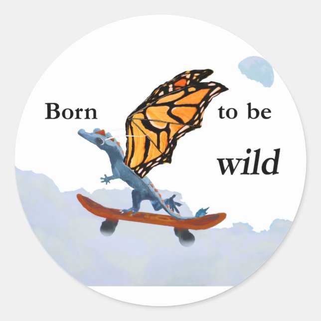 Sticker Rond Dragon sur skateboard (Devant)