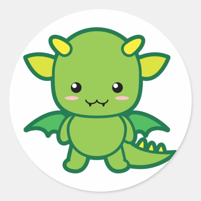 Sticker Rond Dragon vert (Devant)