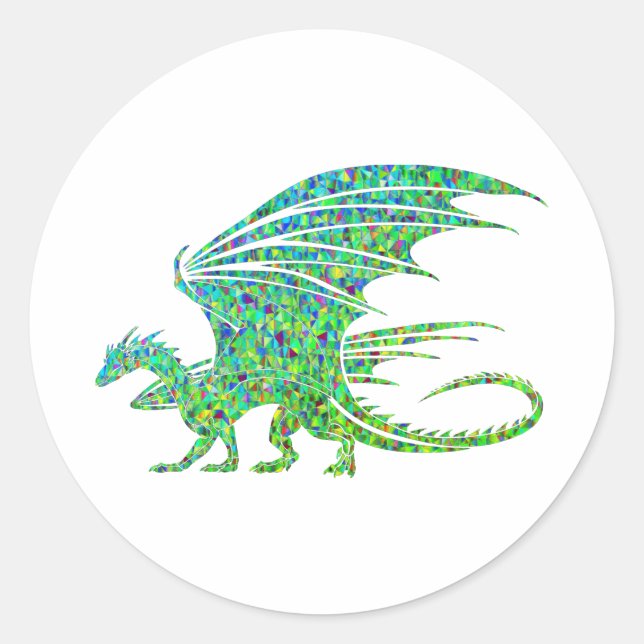 Sticker Rond Dragon vert de mosaïque Extraordinaire (Devant)