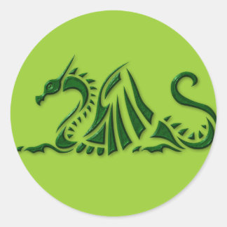 Sticker Rond Dragon vert métallique