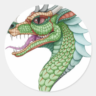 Sticker Rond Dragon vintage