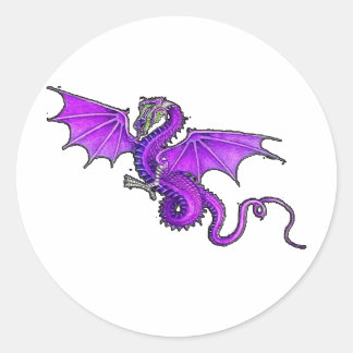 Sticker Rond Dragon violet