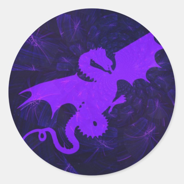 Sticker Rond Dragon violet (Devant)