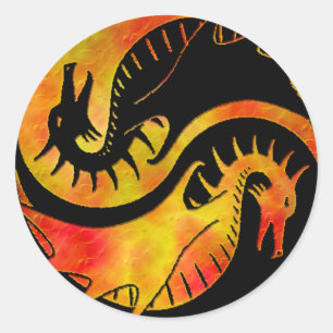 Sticker Rond Dragon Yin Yang