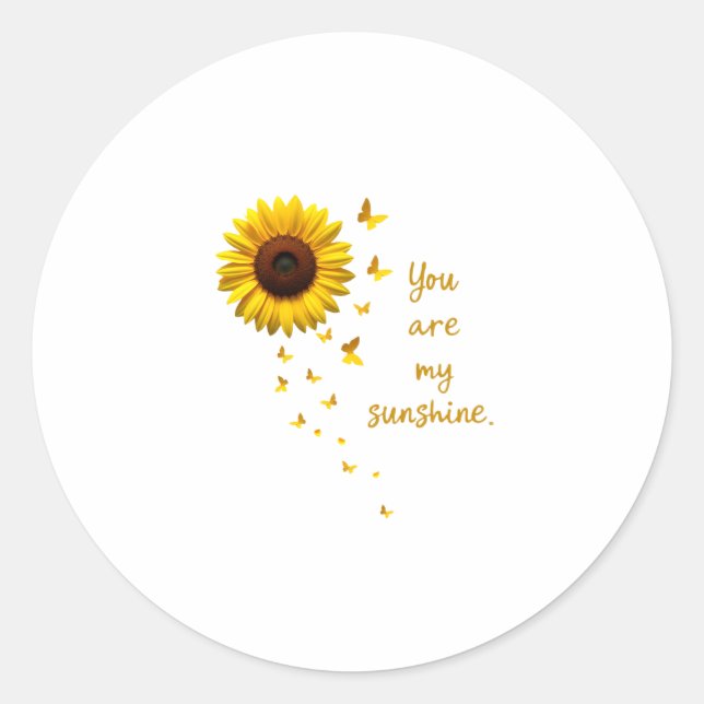 Sticker Rond Dragonflies and Sunflower You Are My Sunshine (Devant)