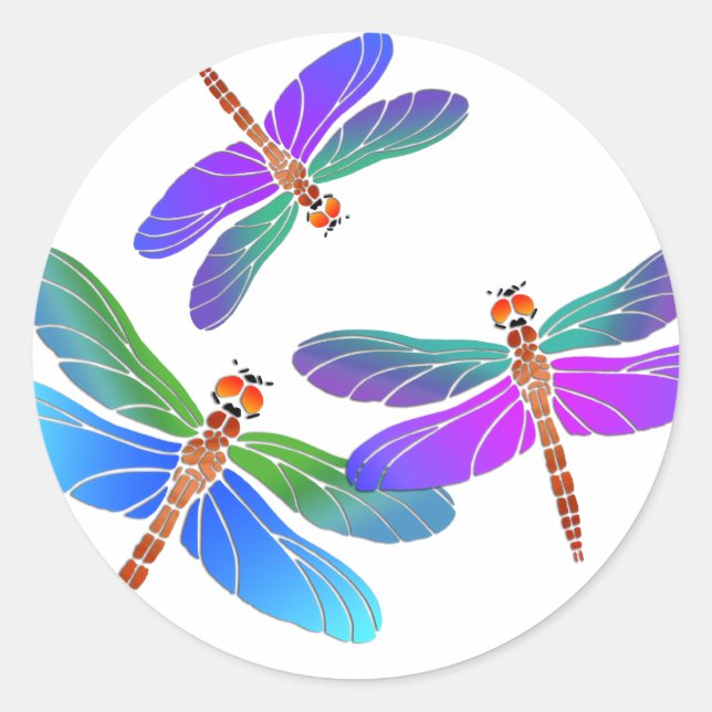 Sticker Rond Dragonflies de plongée Iridescente (Devant)