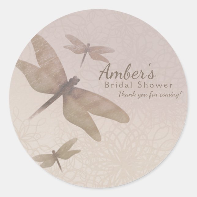 Sticker Rond Dragonflies Vintage Dragonfly Chic Elegant Faveur (Devant)