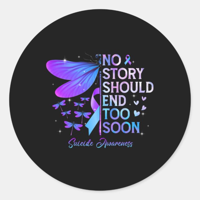 Sticker Rond Dragonfly Aucune Histoire Ne Devrait Pas Finir Tro (Devant)