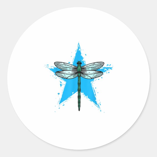 Sticker Rond Dragonfly Star Design Insect Love Lover Dragonflie (Devant)