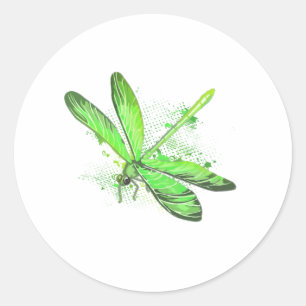 Sticker Rond Dragonfly vert