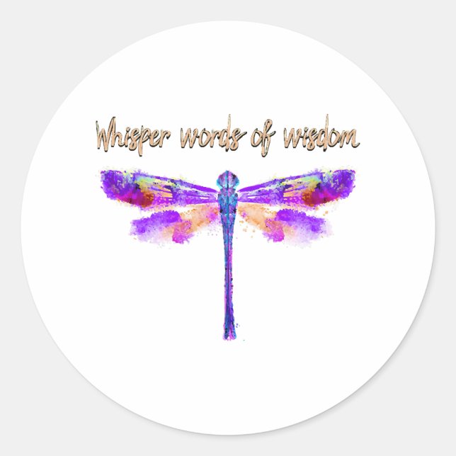 Sticker Rond Dragonfly Whiswords Wisdom Hippie (Devant)