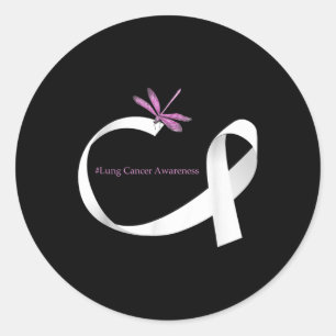 Sticker Rond Dragonfly White Ribbon
