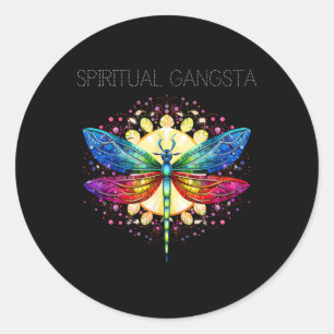 Sticker Rond Dragonfly Yoga Méditation Mandala Gangsta Spiritue
